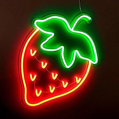 12V Plug Power Supply Red Strawberry Drop Shipping Custom Logo Neon Light Wedding Sign